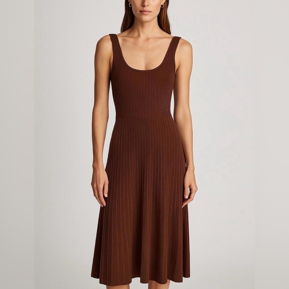 Vince Dresses & Skirts - Vince brown rib flared dress size medium‎